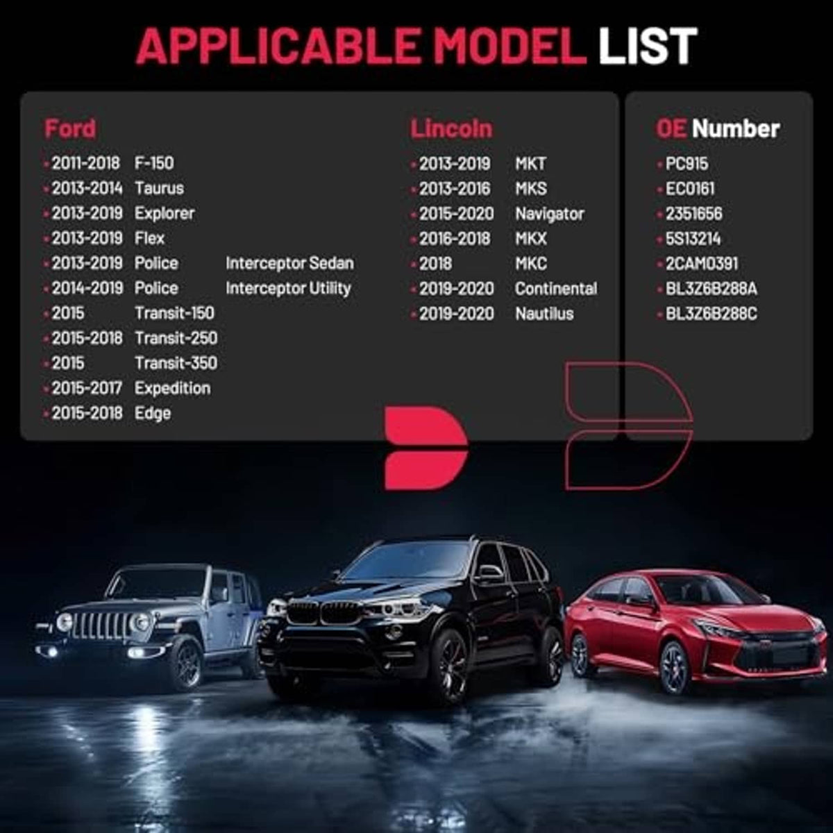 Car model compatibility graphic with camshaft position sensor fitment