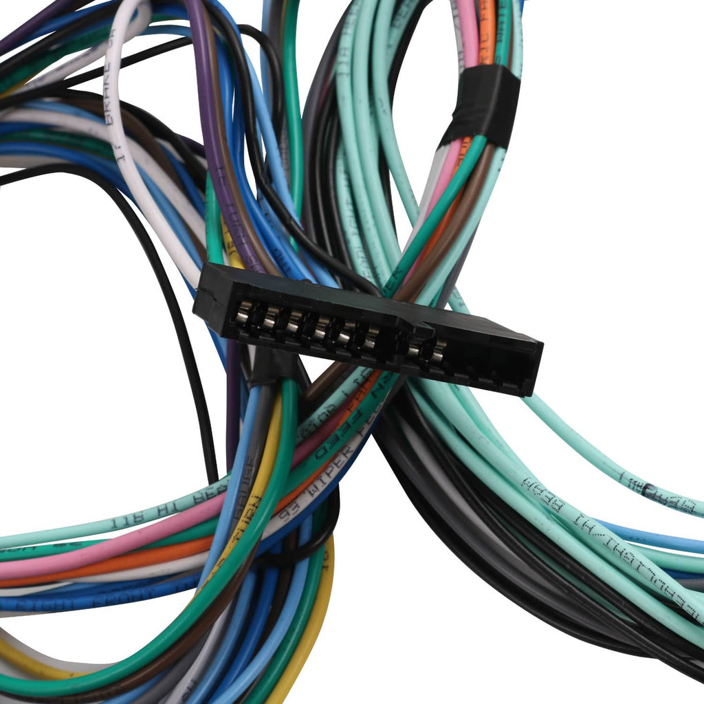 22-circuit wiring harness with multi-color wires and black connector block