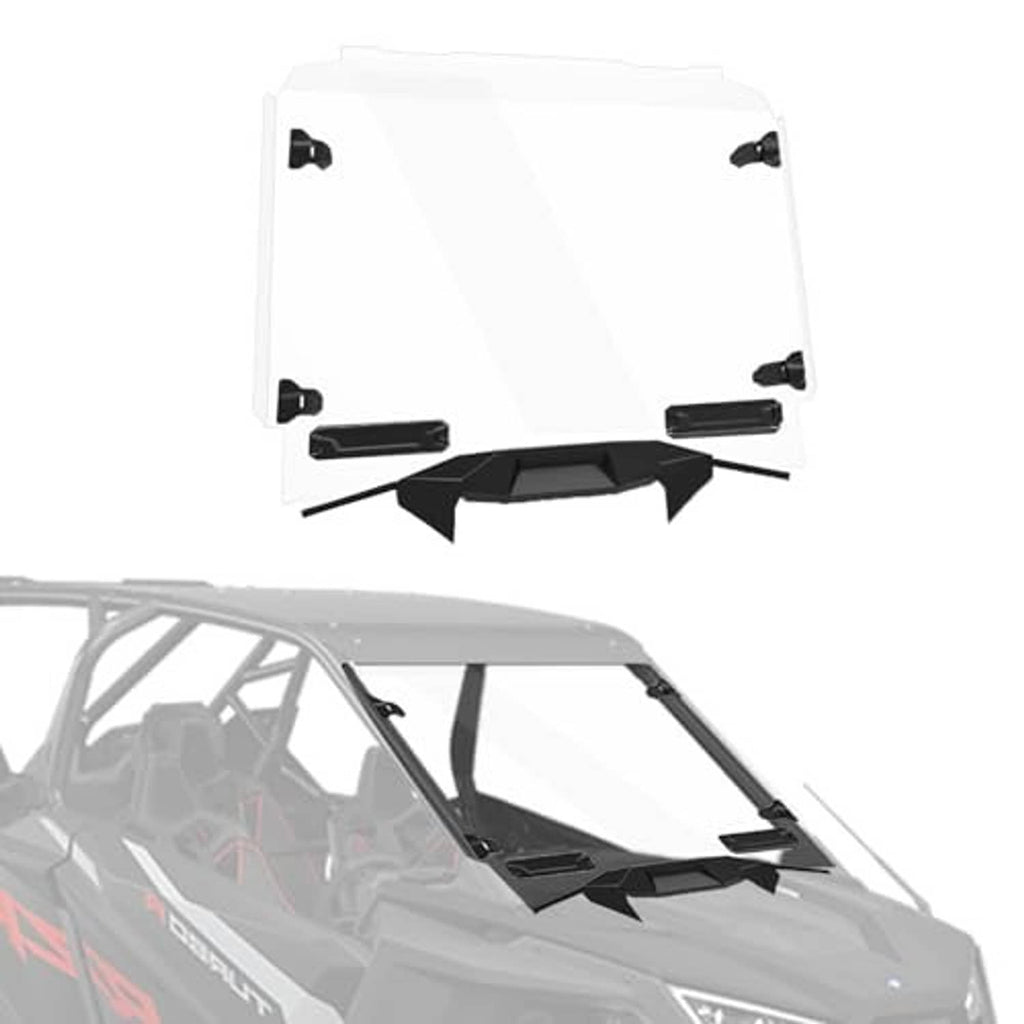 Clear vented full windshield panel with black corner brackets and center vent