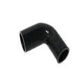 Black 90-degree silicone elbow hose reducer with two open ends