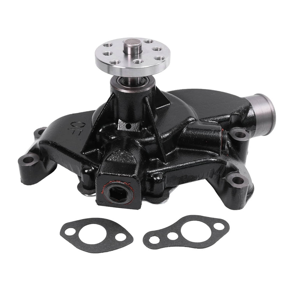 Black water pump with stainless impeller hub and mounting flange, with two gaskets