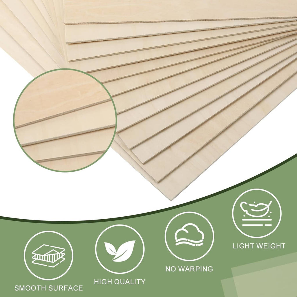 Thin light basswood sheet strips, neatly stacked with straight edges