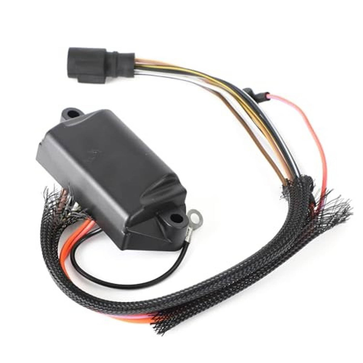 CDI switch box power pack assembly with black module, multi-wire harness, and inline connector