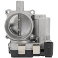 Electronic throttle body with silver aluminum housing and circular throttle bore
