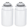 Showerhead filter replacement cartridges, two white cylindrical filters with black sealing rings