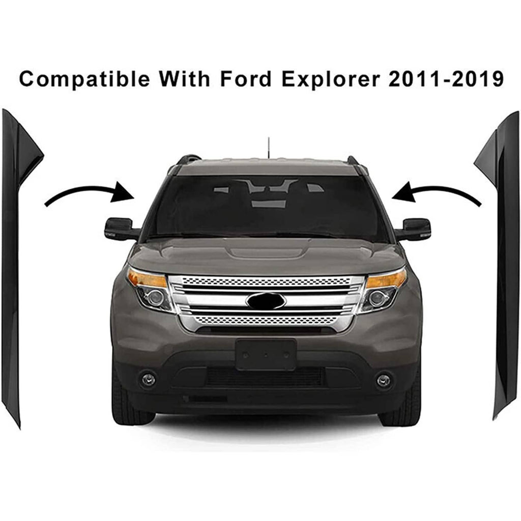 Black windshield outer trim pillar molding pair for vehicle front fit