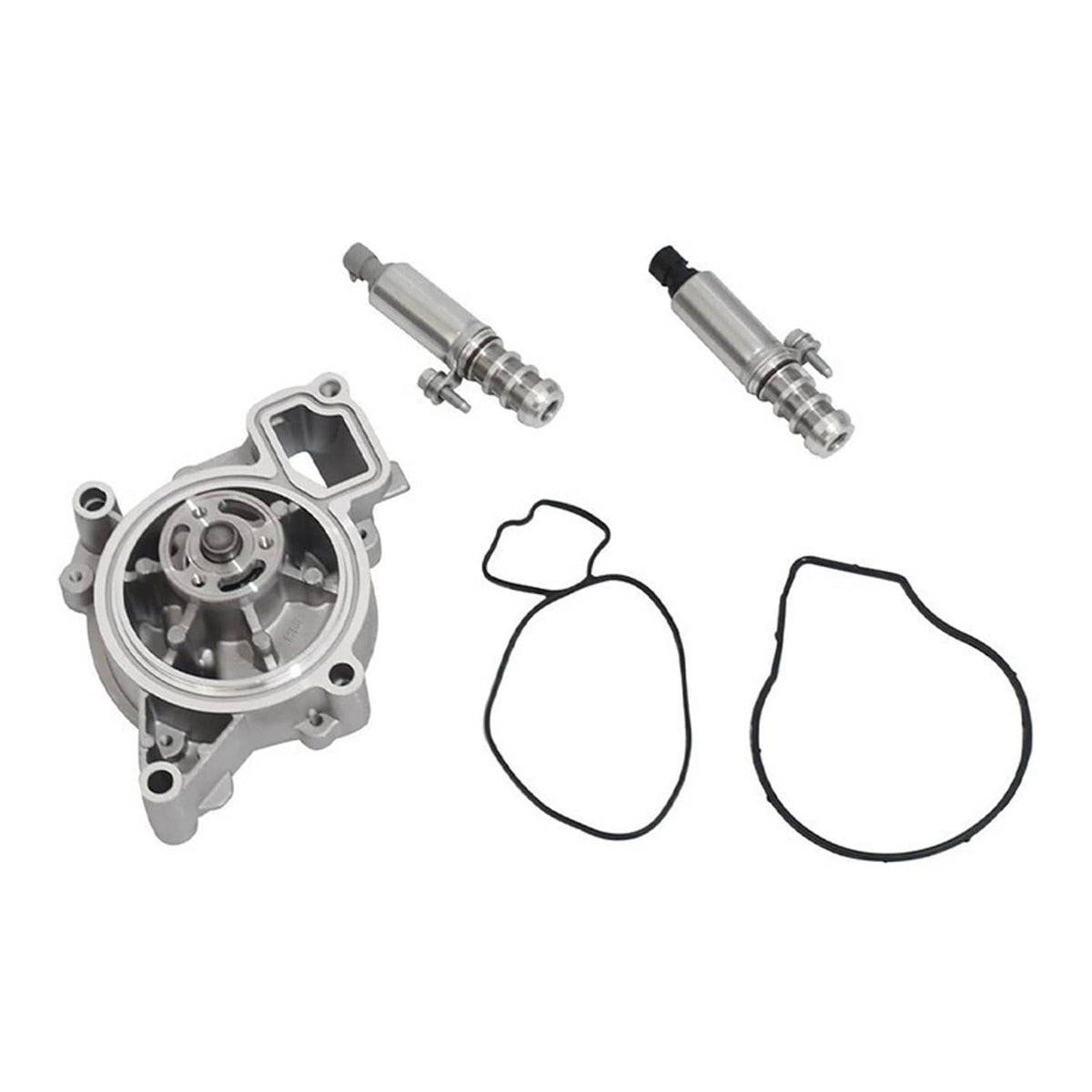 Timing cover assembly with two valve components and two gaskets