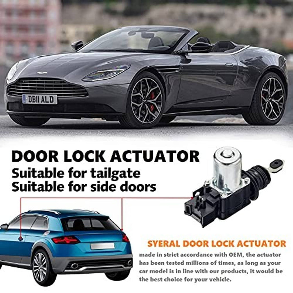 Door lock actuator product photo with small actuator and mounting parts