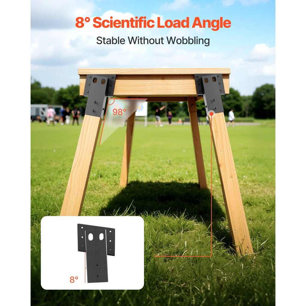 Black steel 8-degree angle platform bracket with side flanges and mounting holes