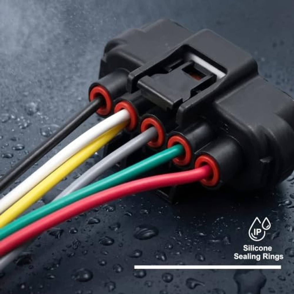 Throttle body wiring harness pigtail with sealed 6-pin connector and red O-rings