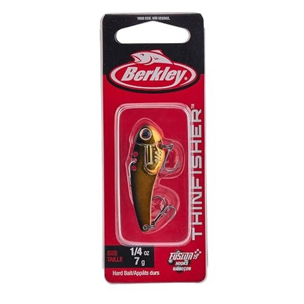 Fishing lure blister pack with Berkley logo and thin blade bait lure