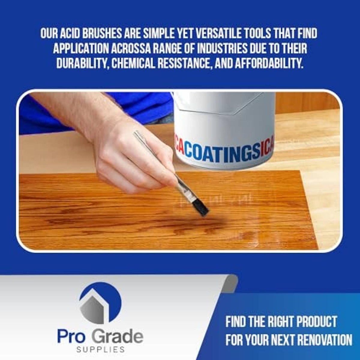 Acid flux brush painting a metal or coating surface with black bristles and silver handle.