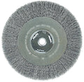 Wolverine crimped wire wheel disc with steel wire bristles and center arbor hole