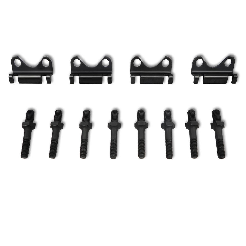 Cylinder head valve components: rocker arms, bolts and springs, black and metal parts