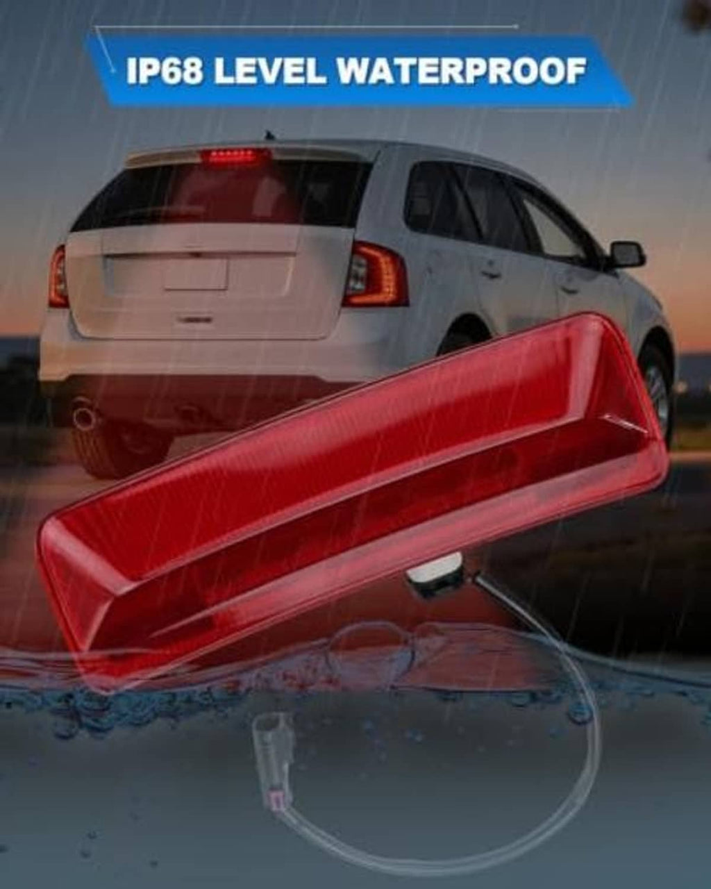 Red center high mount stop light bar with black wire and plug
