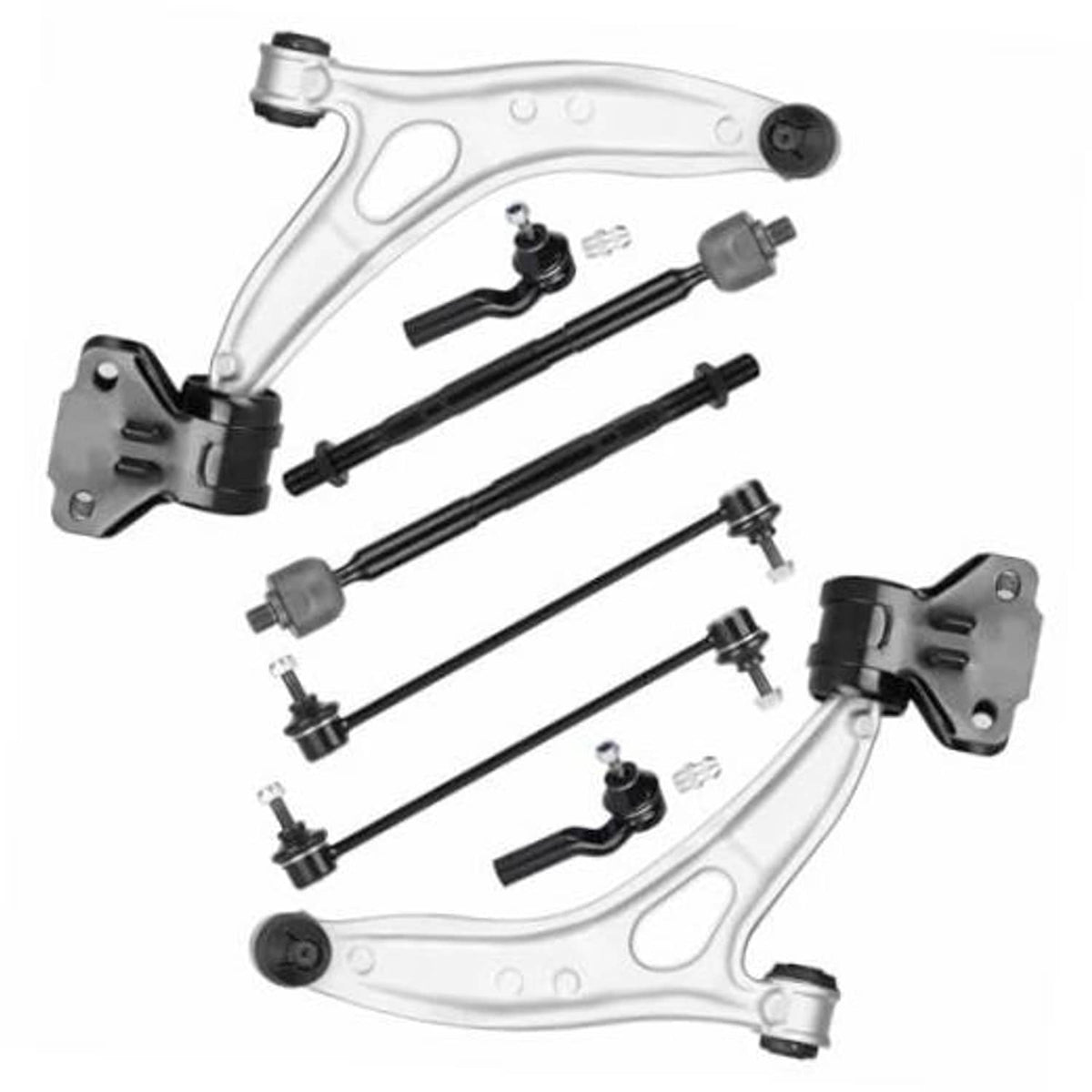 Set of front lower control arms with ball joints and bushings, white and black parts