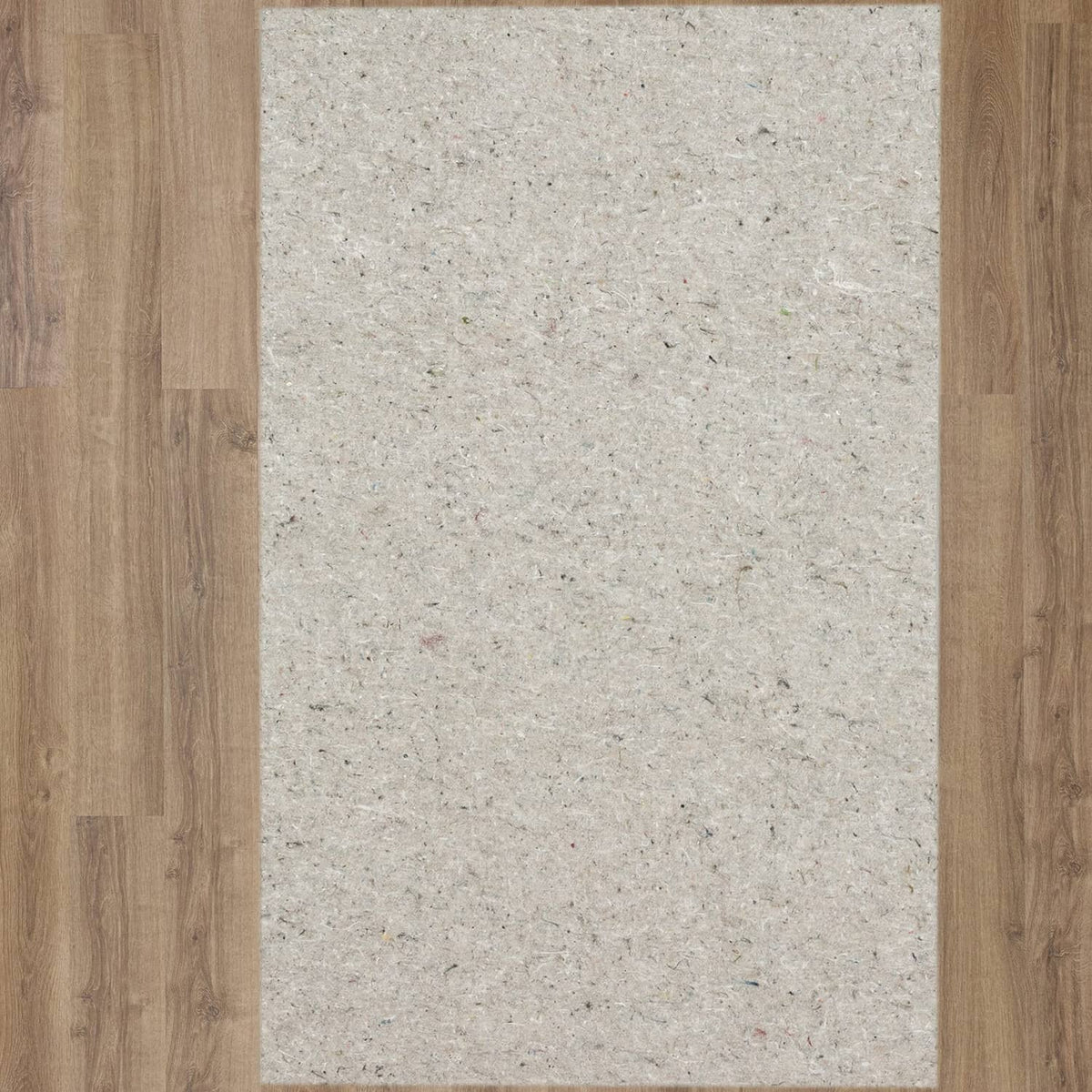 Rectangular gray felt rug pad, speckled texture with clean edges