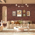 Burgundy metallic copper-gold peel-and-stick contact wallpaper with textured finish