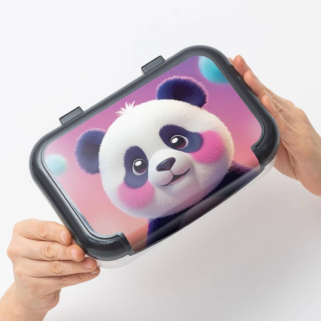 ZIPIT recycled plastic pencil box held in hands, panda artwork on front lid
