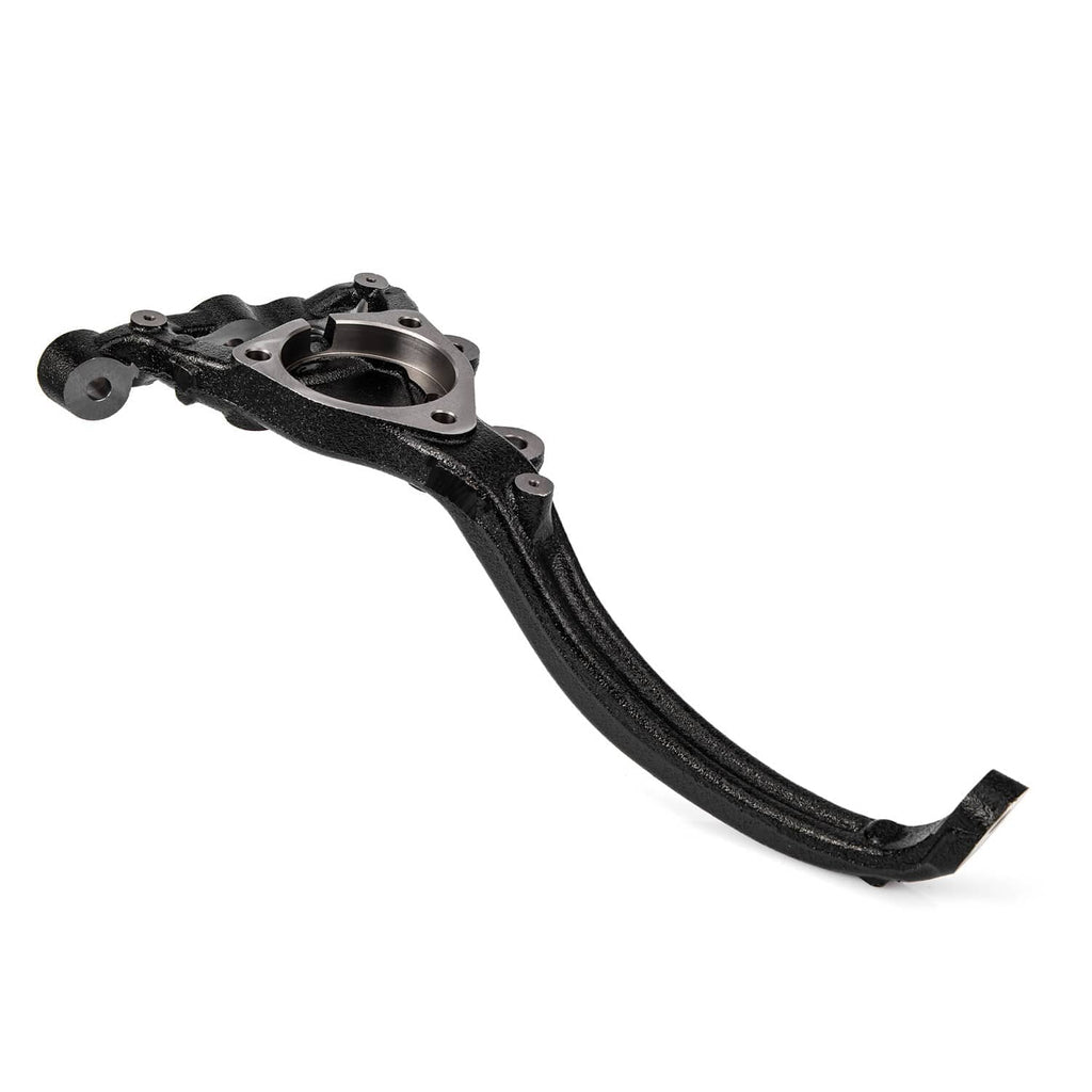 Front right steering knuckle assembly with black control arm and joint hardware