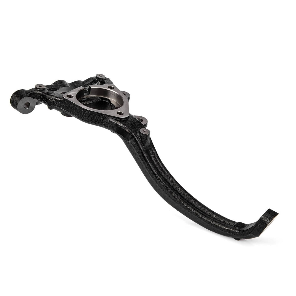 Front right steering knuckle assembly with black control arm and joint hardware