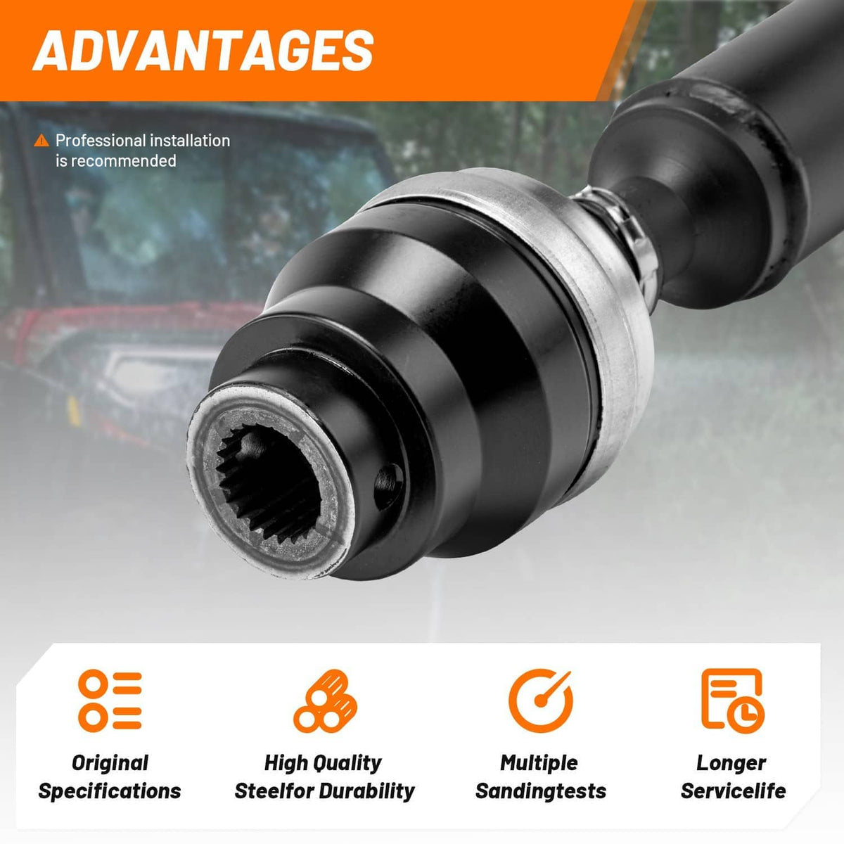 Black drive shaft coupler with metal ring housing and toothed inner connection