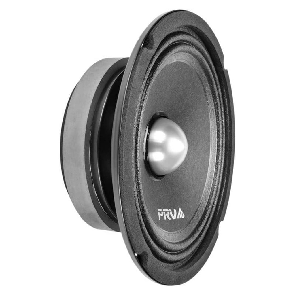 Black shallow midrange speaker driver with visible cone, surround, and mounting ring