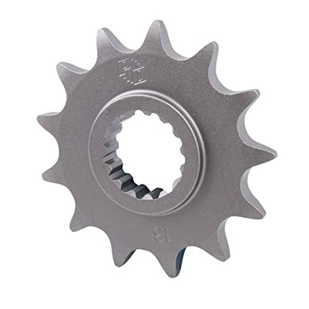 Gray 13-tooth front sprocket gear with circular inner spline bore