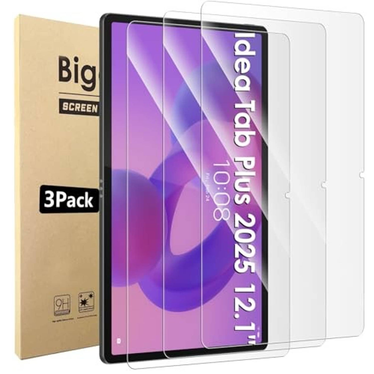 3-pack clear tempered glass screen protectors for Lenovo tablet touchscreen