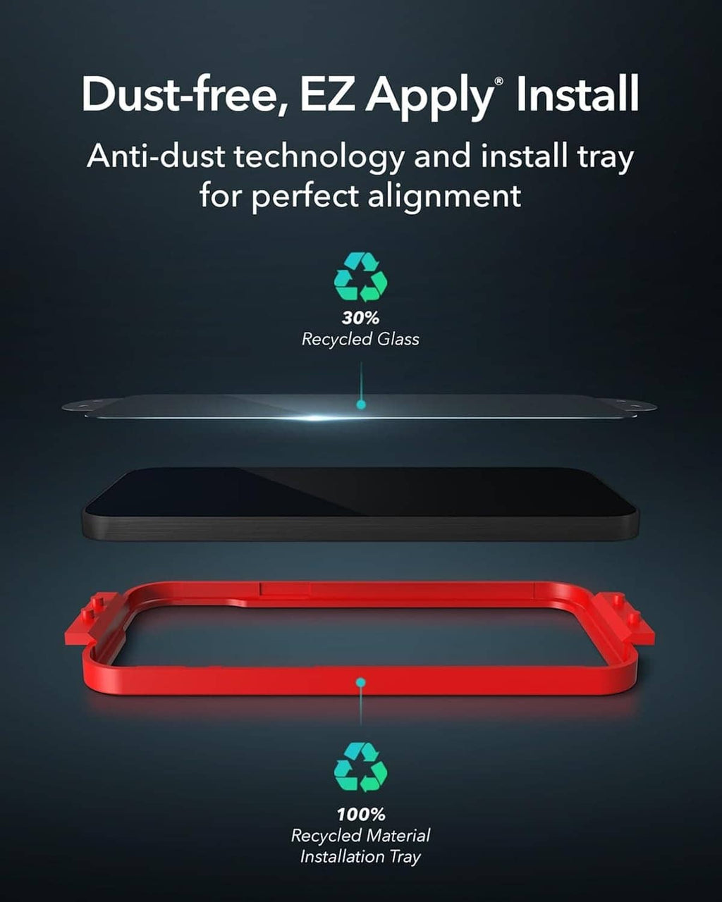 Screen protector kit with install tray for dust-free EZ apply