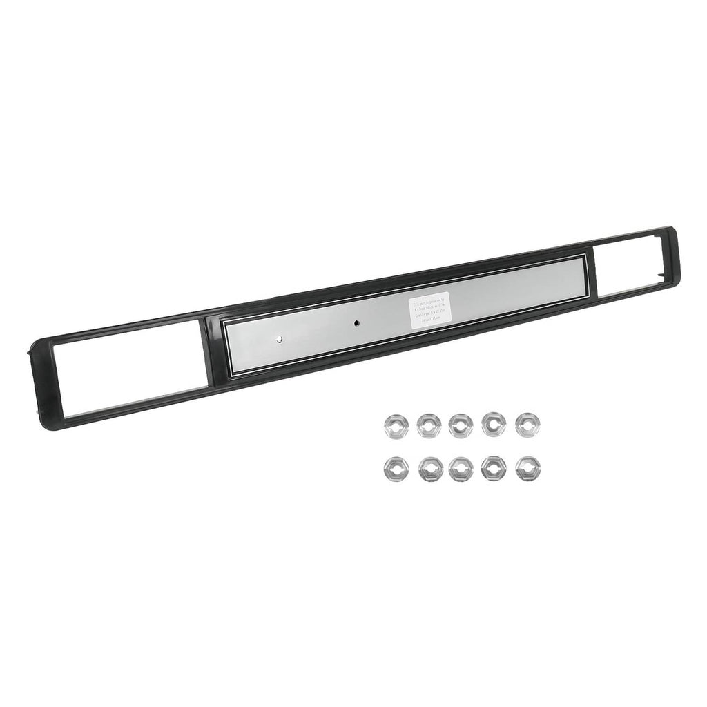 Dash A/C vent trim plate with black frame and brushed aluminum center strip