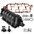 Upper intake manifold with gasket kit in black, includes bolts and seals