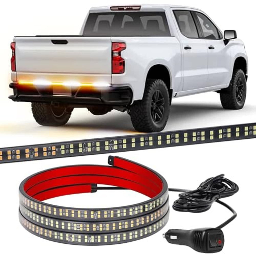 Amber/white 48-inch strobe light strip kit with coiled wiring and black controller