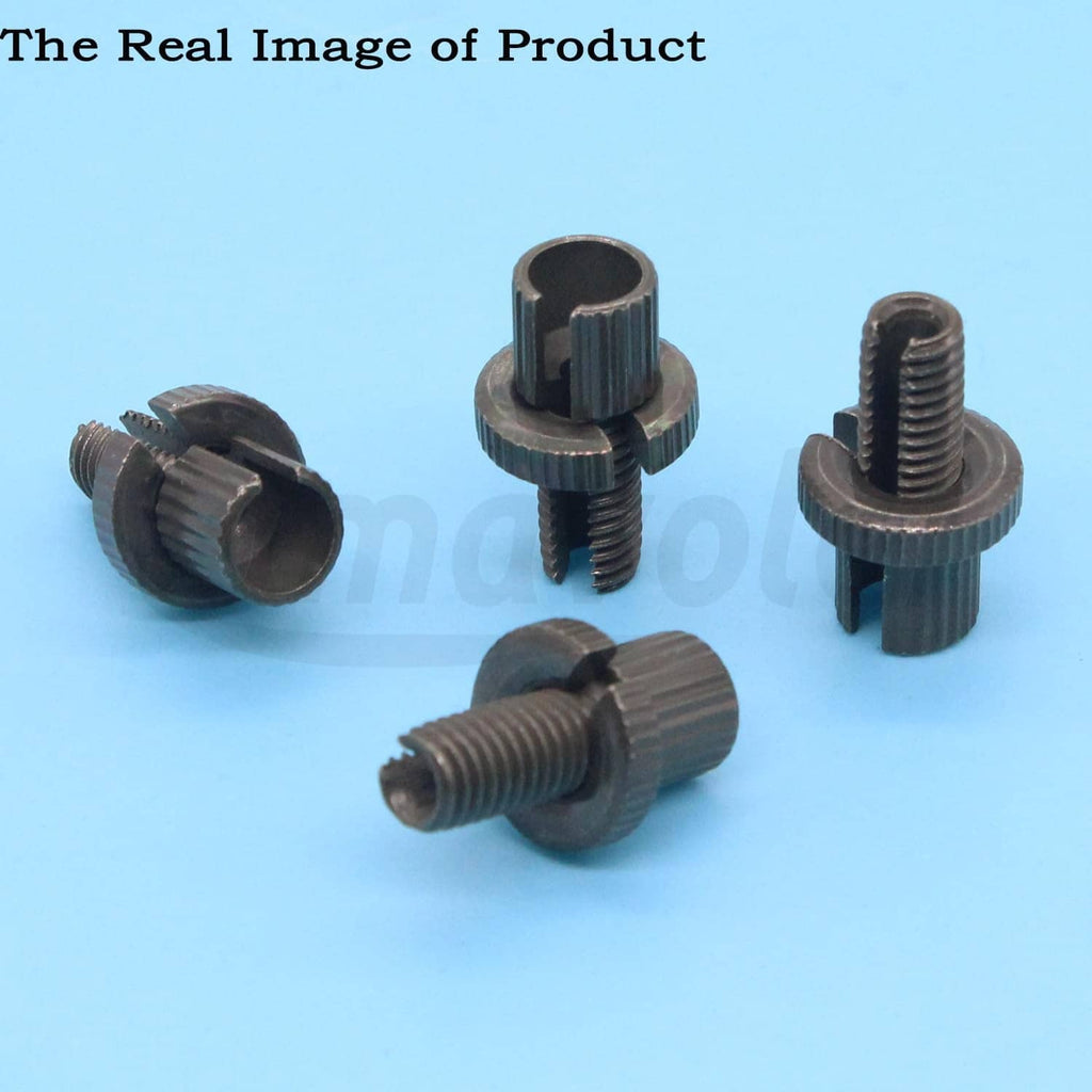 Brake cable adjuster screw nut bolts, black metal cylindrical pieces with threads