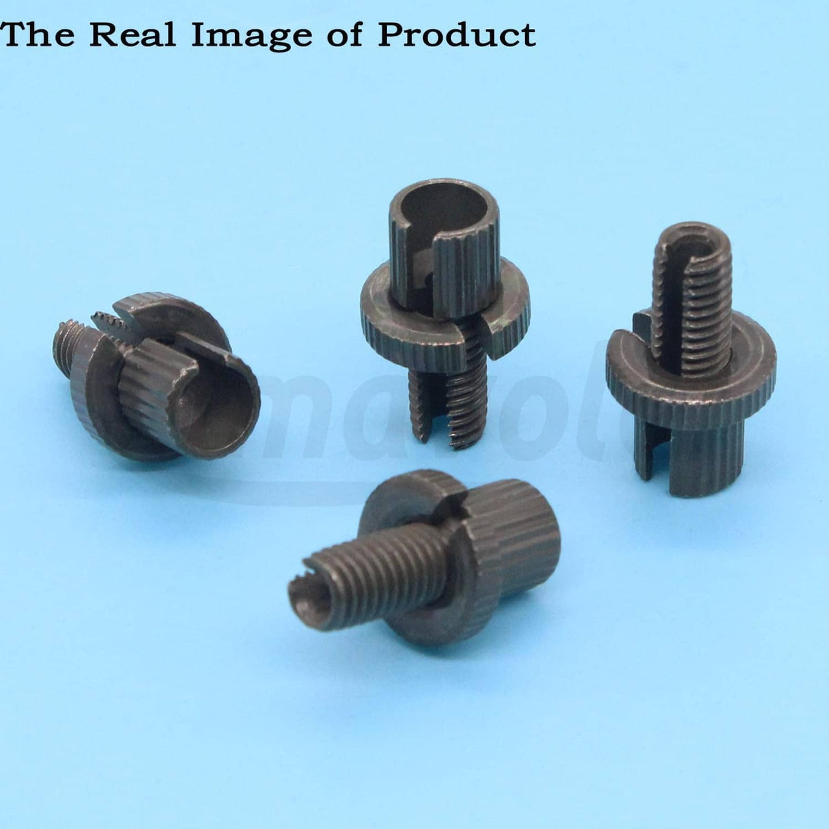 Brake cable adjuster screw nut bolts, black metal cylindrical pieces with threads