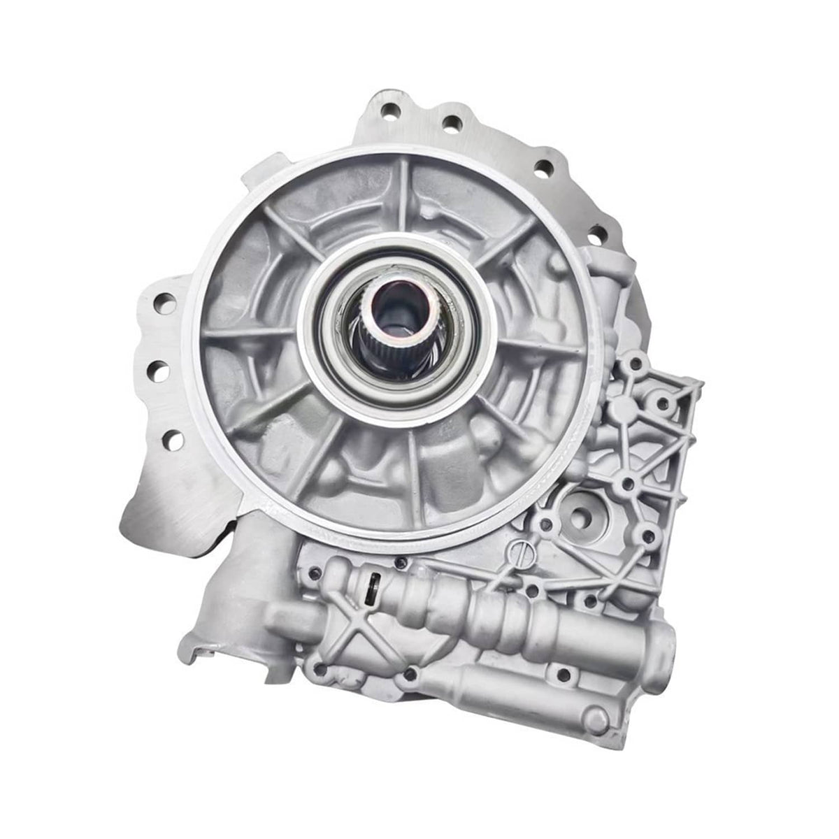 Transmission pump assembly circular front cover with bolt holes, rear-side view