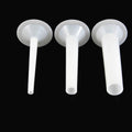 White plastic sausage stuffing tube set, three manual stuffer funnels with long stems