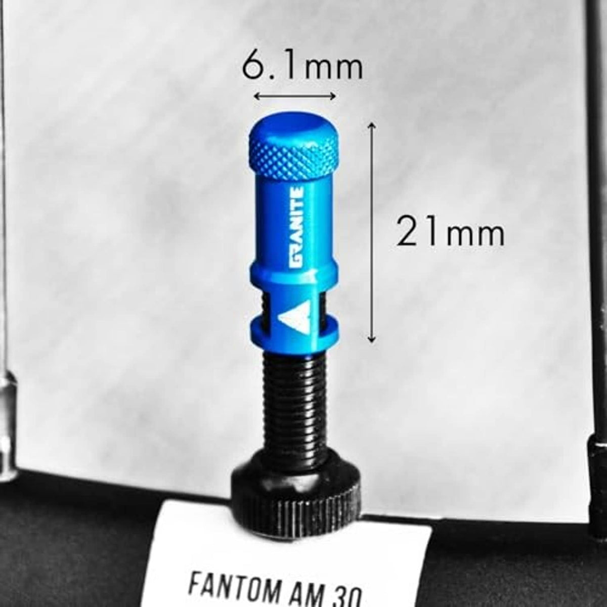 Blue Presta valve stem cap with textured top, 6.1 mm diameter and 21 mm height