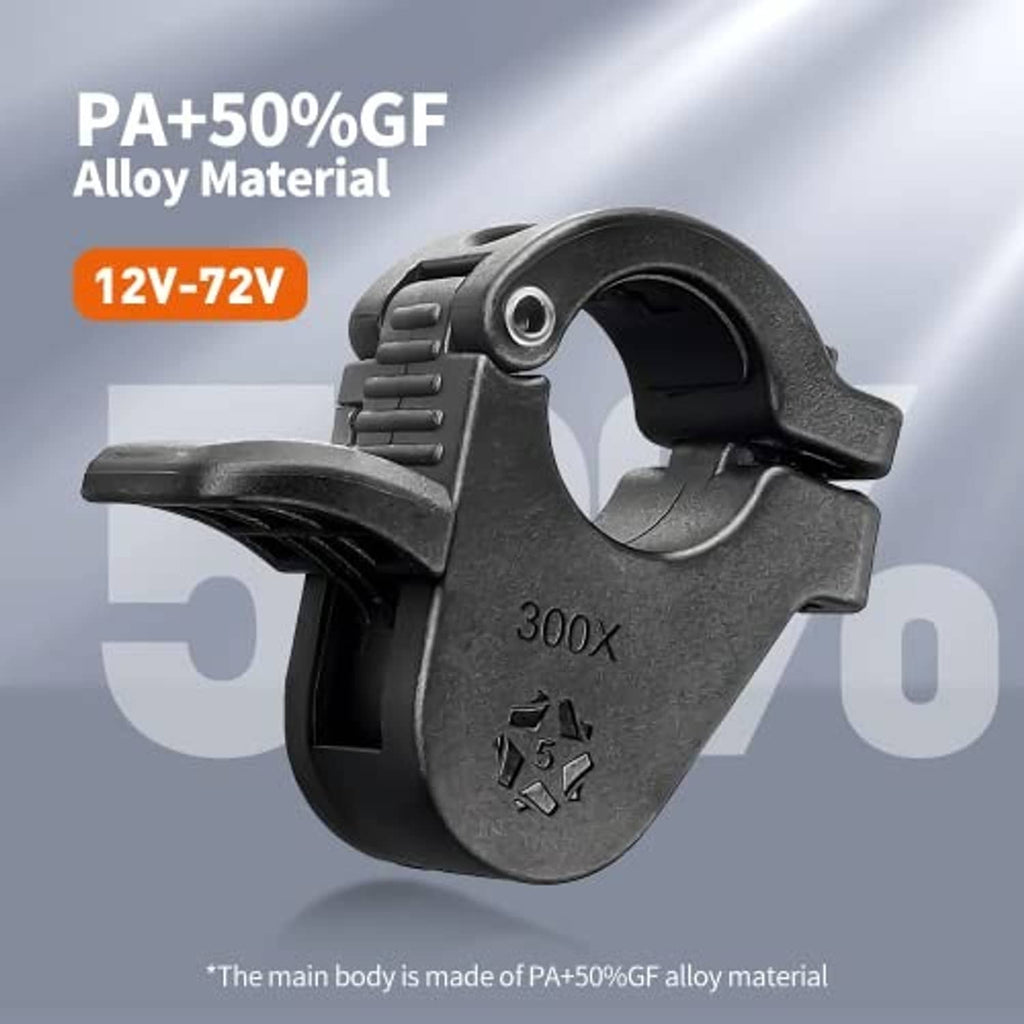 Black PA+50%GF thumb throttle with 3-pin waterproof connector, for 12V-72V