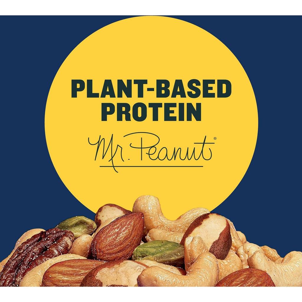 Mixed nuts pack with plant-based protein and peanut badge