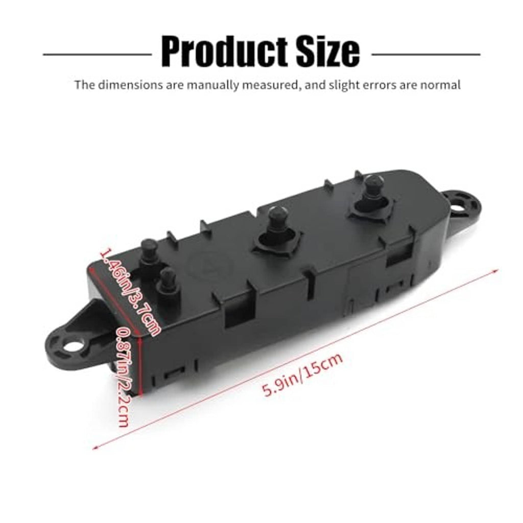 Power seat switch module with four terminals, dark housing and two mounting loops