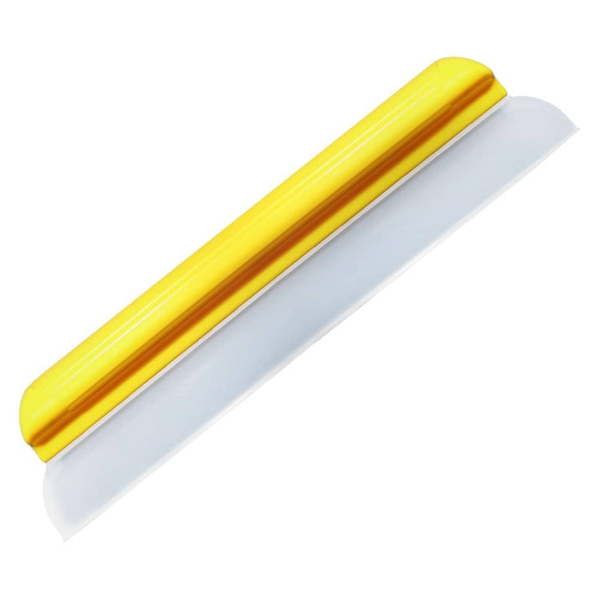 Yellow-and-white silicone car drying squeegee with water-blade edge
