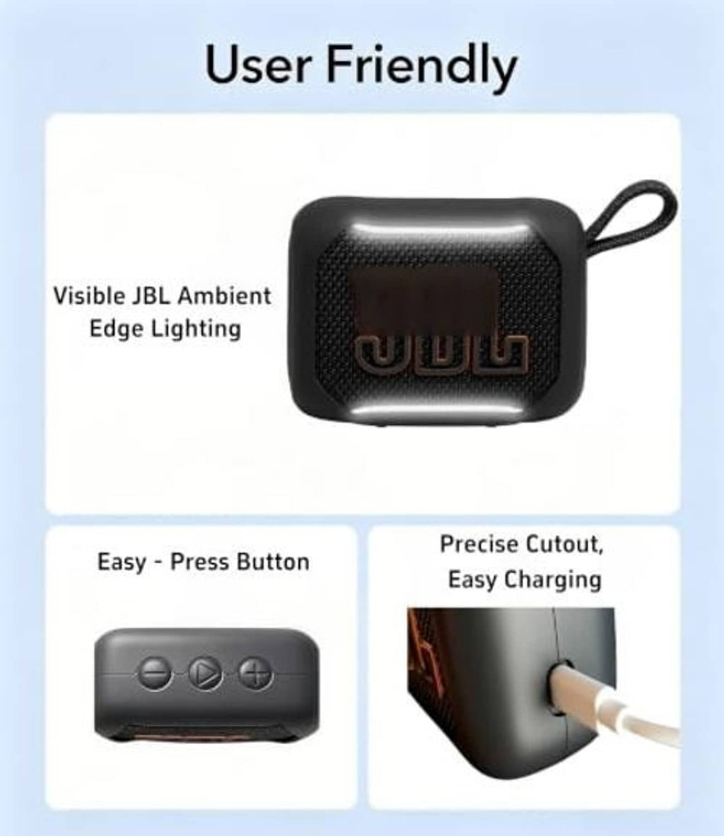 Black silicone speaker case with press buttons and precise charging cutout