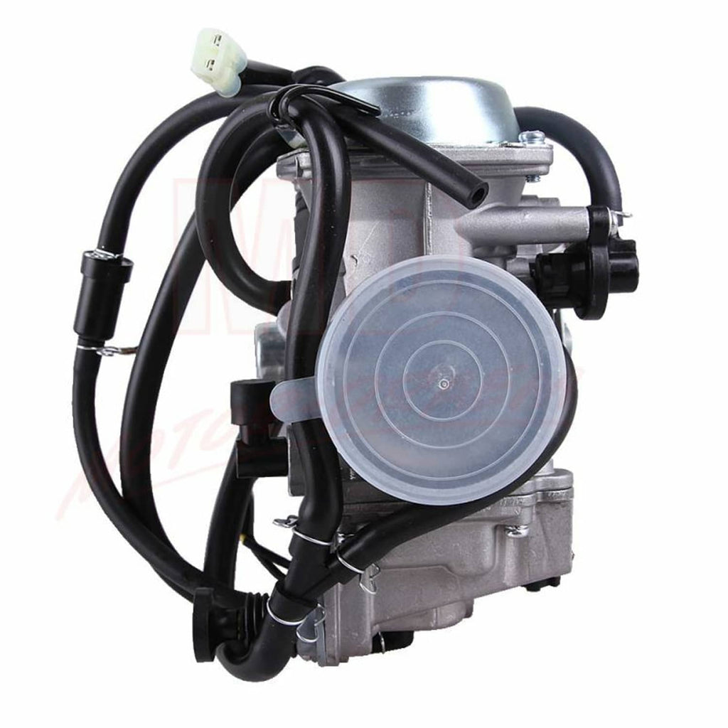 Carburetor assembly with round diaphragm cover and black hose routing
