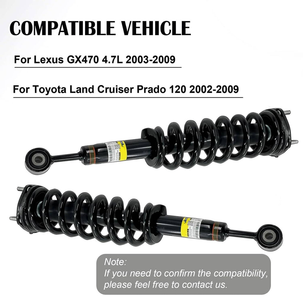 Pair of coilover shock strut assemblies with black springs and rod-end mounting eyes