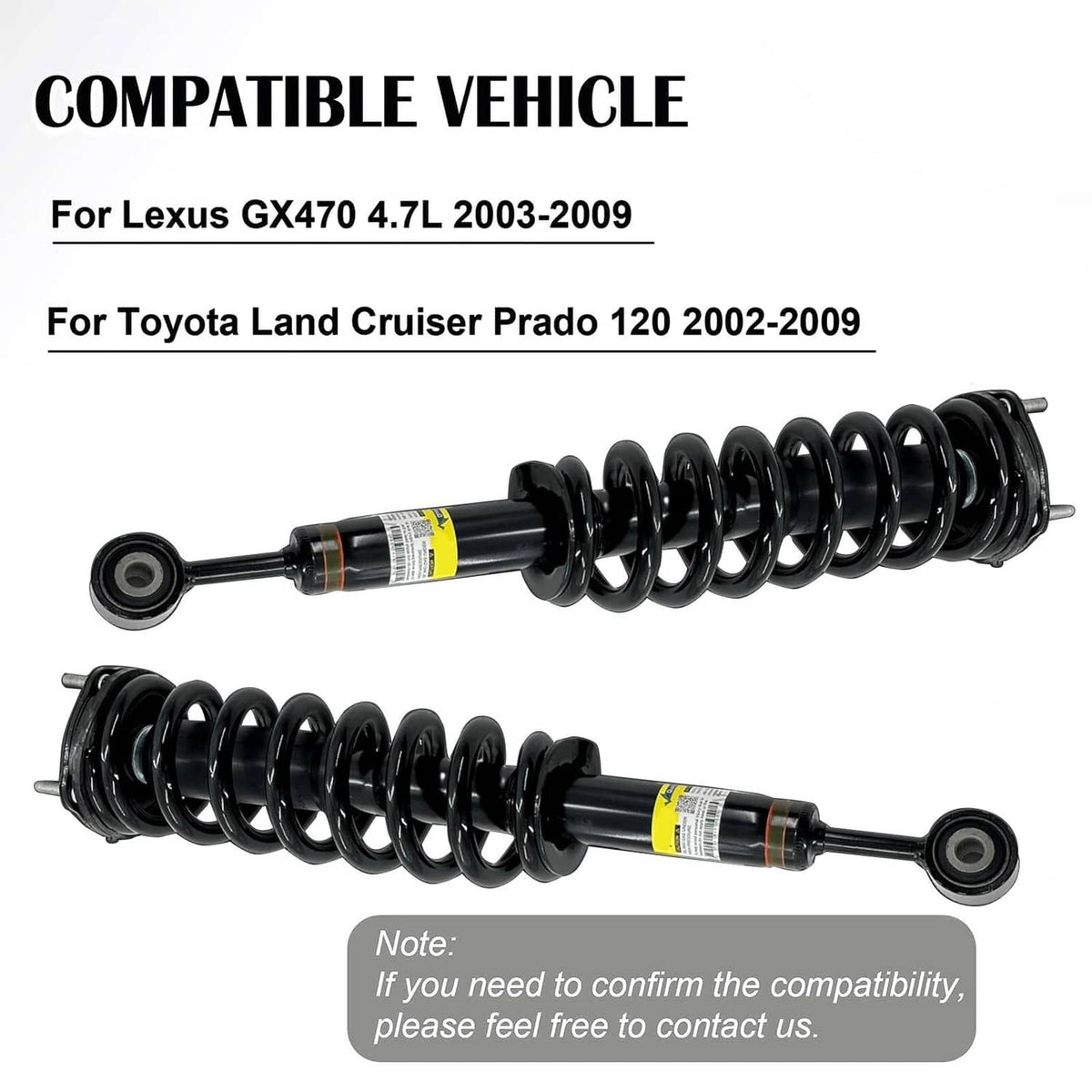 Pair of coilover shock strut assemblies with black springs and rod-end mounting eyes