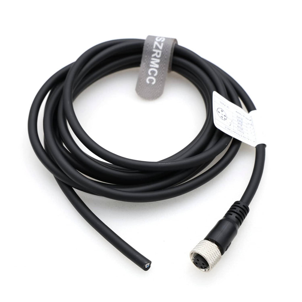 M12 A-code 4-pin sensor actuator cable with female plug and exposed wire ends