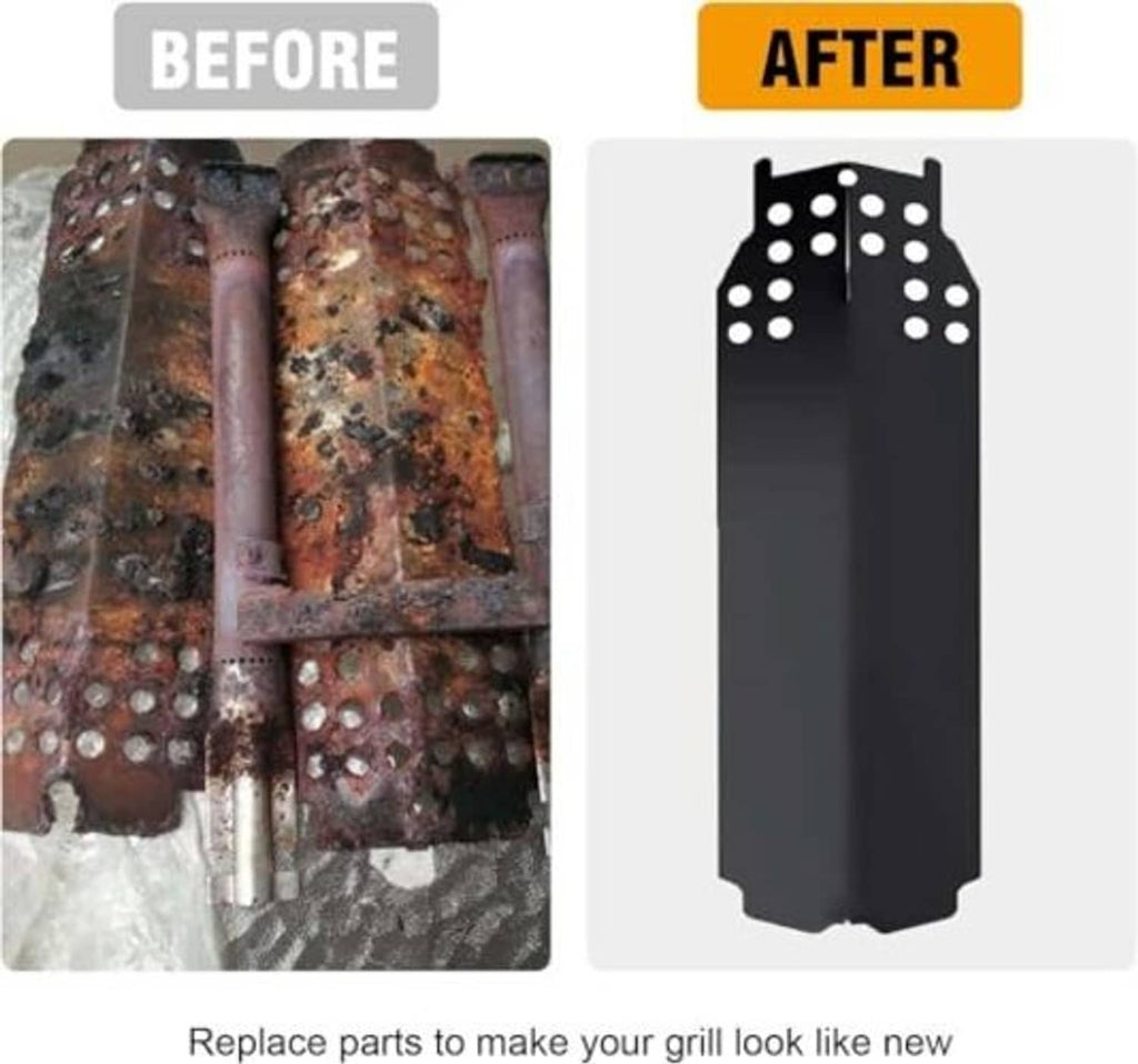 Black burner cover replacement after removing rusted grill burner parts