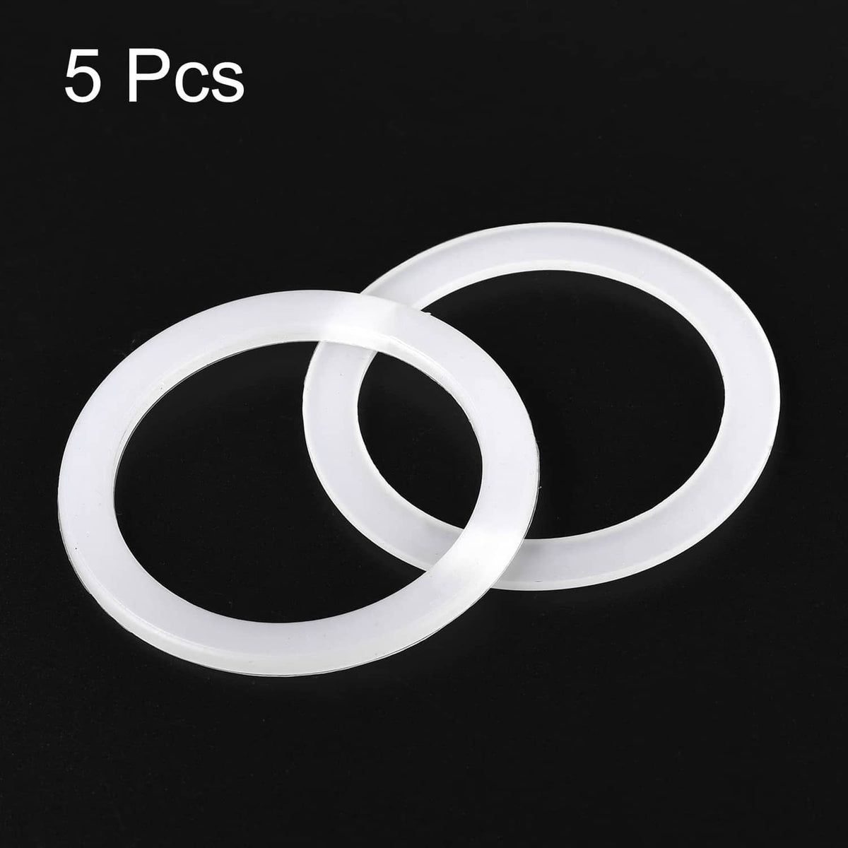 Set of 5 white silicone gasket seal rings with oval loop profile.