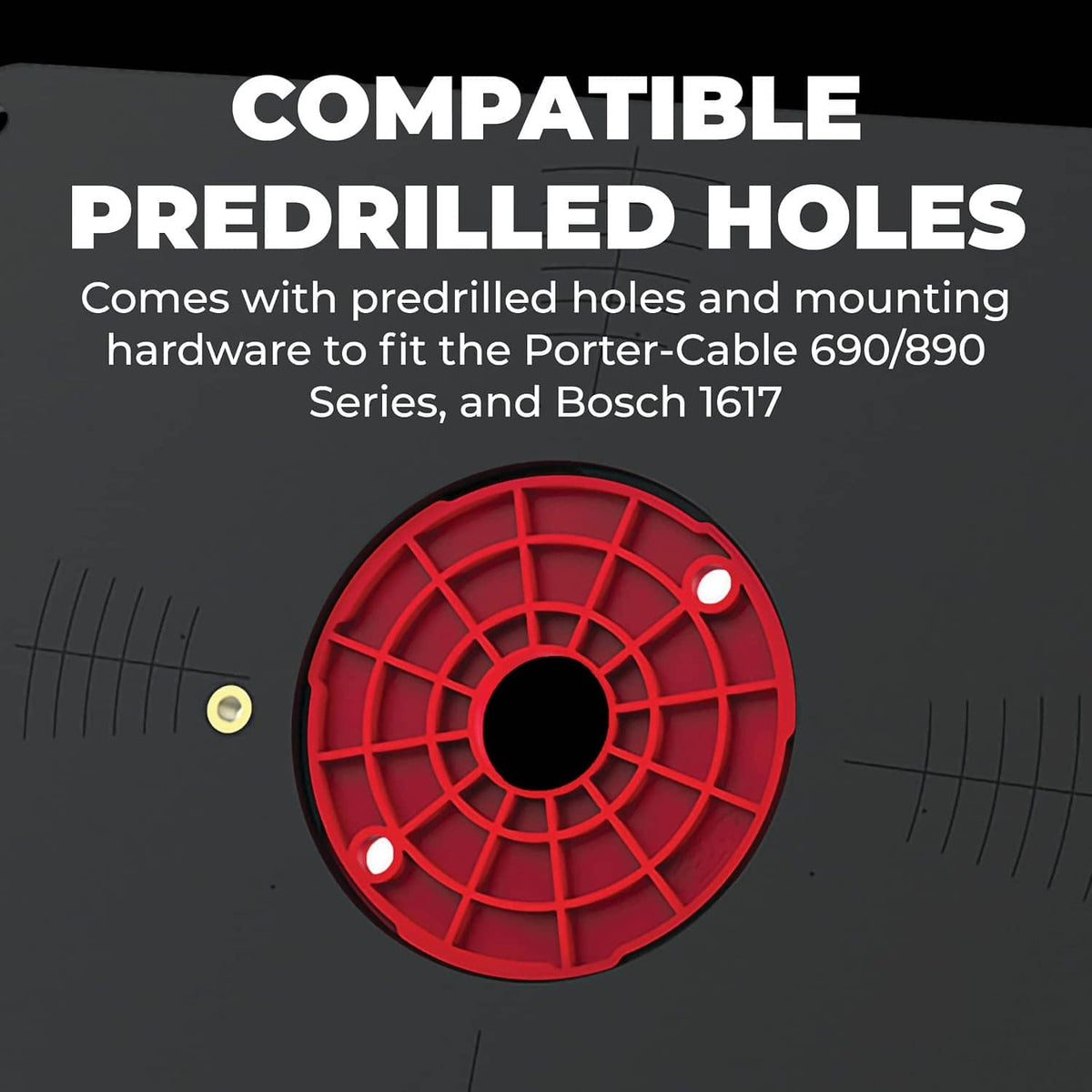 Red circular predrilled hole pattern insert plate with center opening